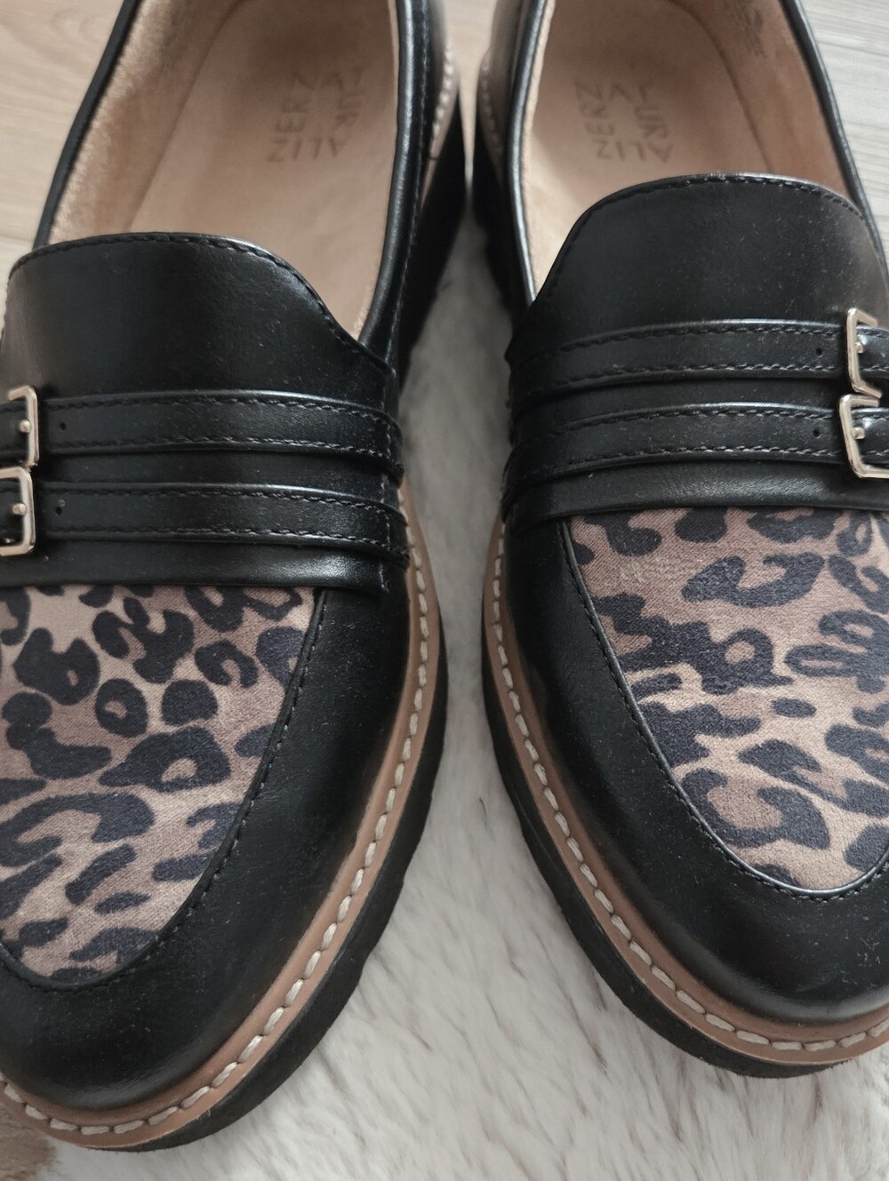 Naturalizer Leopard Print and Black Chunky Soled Loafer